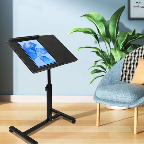 Haloyo® Stehpult Höhenverstellbar,Schreibtisch,Mobile Präsentationswagen,70x44x65/95cm,Schwarz (1/5)