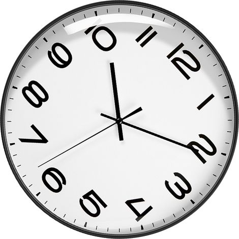 Horloge de bureau 30 cm (12 pouces) à quartz, mouvement simple et silencieux, en ABS écologique, inodore et durable, pour chambre ou bureau. Panneau blanc et cadre noir. (1/5)