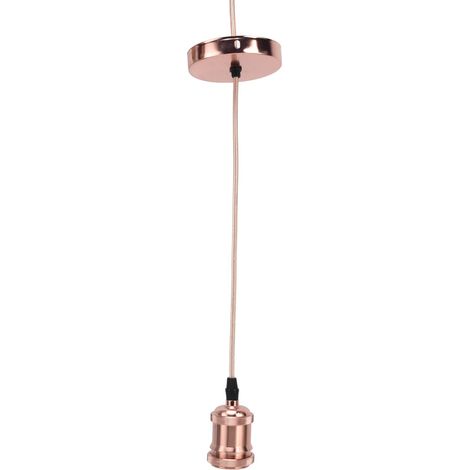 Support de Lampe Douille de Lampe 1m Plafonnier Tressé en Aluminium avec Câble pour Chambre Or Rose EU Plug 100-240V (1/5)