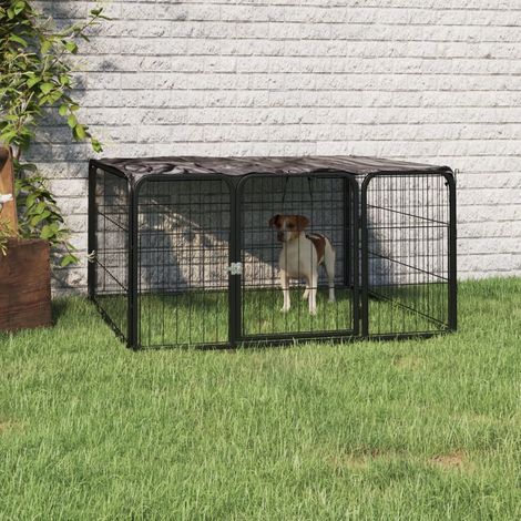 Parc pour chien 4 panneaux Chenil Enclos pour chien Noir 100x50cm Acier enduit de poudre 73355 (1/5)