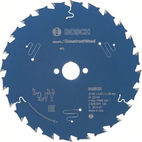 Bosch Professional 2608644136 - Disco de sierra circular CSB Expert ConstructWood: 160x20x24D