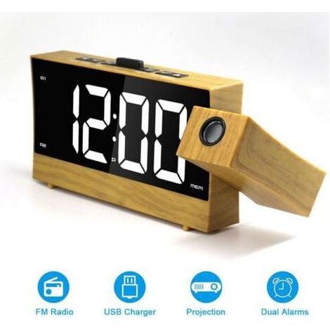 Despertador electrónico con proyección para dormitorio, con visualización de la temperatura interior y exterior, doble alarma, mesa de proyección creativa, despertador electrónico de mesita de noche. (1/5)