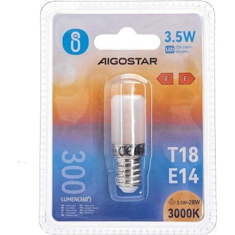 Lampadina Led da frigorifero E14 T18 3,5W Bianco caldo 3000K Aigostar (1/5)