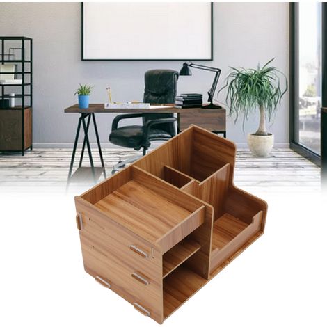 Étagère de bureau en bois à plusieurs niveaux, boîte de rangement gain de place pour bureau maison, école