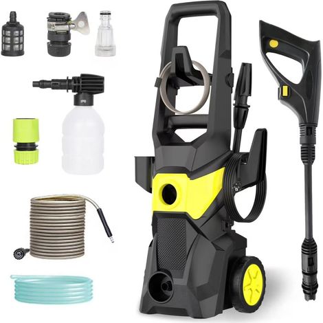 Nettoyeur haute pression 135 bars, 1500 W, avec roues, outil d'irrigation multifonctionnel, adapté à l'arrosage du jardin et au lavage de voiture. (1/5)