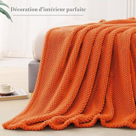 Whale Flotil Couverture Poire 220x240 cm Pid Canapé Jeté de Canapé en Microfibre Jacquard,Couverture 220x240cm Orange COUVERTURE (1/5)