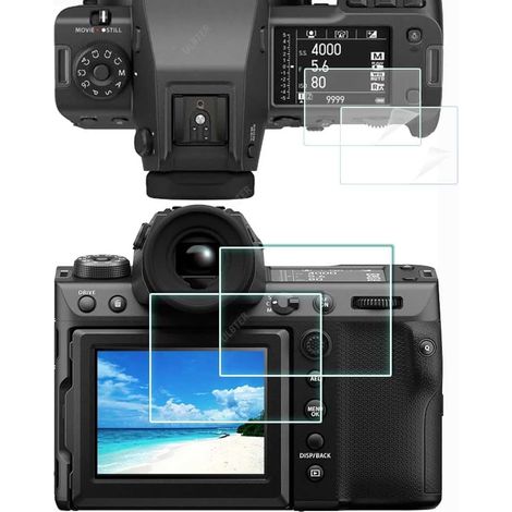 Protector de pantalla para Fujifilm GFX 100 II + Protector PET superior [2+2 piezas] Vidrio templado de 0,3 mm, dureza 9H, antiarañazos, antihuellas (1/5)