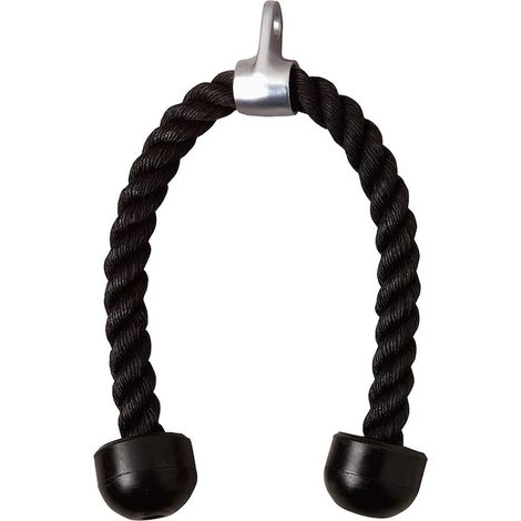Corde à triceps QttvbTna, nylon tressé, extrémités en caoutchouc, 3,25 cm, noire (1/5)