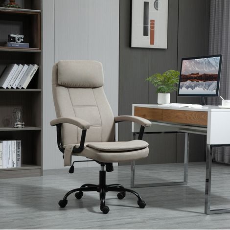 Sedia da ufficio ergonomica con massaggio, altezza regolabile, funzione d'oscillazione, beige (1/5)