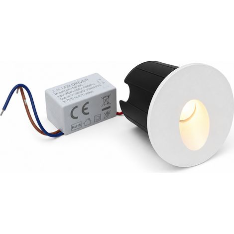 Segnapasso LED da Incasso Rotondo Bianco 1,5W IP54 Mini Segnalatore Luminoso Parete per Scale Corridoi Muretti Piscina 145lm - Colore della luce: Luce fredda (1/5)