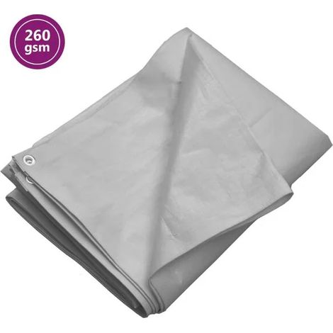 Bâche de 260 g/m², 2 x 3 mètres, en polyéthylène haute densité gris