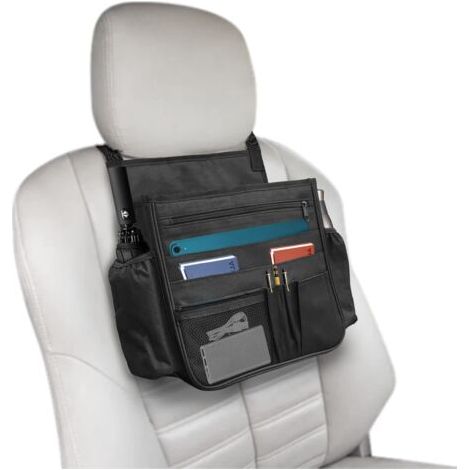 BUNTHAUS Organiseur de siège arrière de voiture, sac de rangement à suspendre pour siège passager, organisateur de siège avant de voiture pour bureau, enfants, organiseur de cabine de camion avec poch (1/5)
