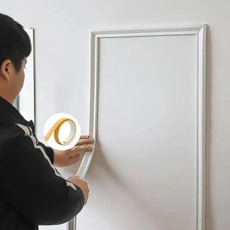 Moulure autocollante flexible en PVC blanc 500 cm x 3.3 cm – Résistante aux chutes – Adhère à tous types de surfaces lisses