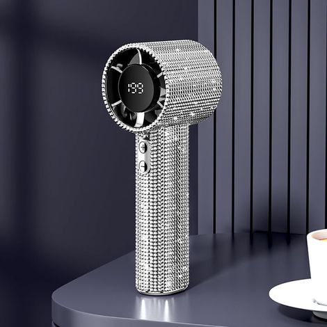 Ventilateur turbo portable, design élégant avec motif diamant intégral, mini ventilateur de poche rechargeable USB 1800 mAh, ventilateur personnel à batterie pour les voyages-AquaForge