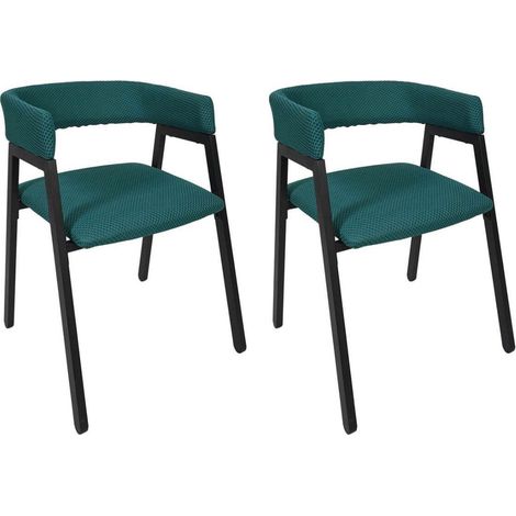Lot de 2 fauteuils design de table en tissu texturé maille 3D bleu - ELECTRON (1/5)