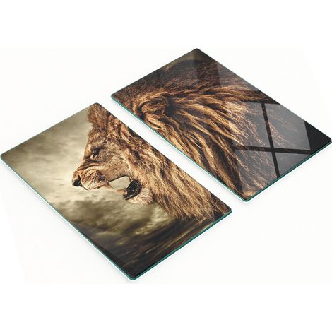 Planches décoratives en verre multifonctionnelles pour la cuisine, motif lion rugissant, 2 x 30 x 52 cm (1/5)