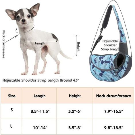 Borsa a tracolla per animali domestici, borsa a spalla per cani, borsa portatile per uscite, mimetica blu S (40 x 22 x 10 cm), Sunny (1/5)