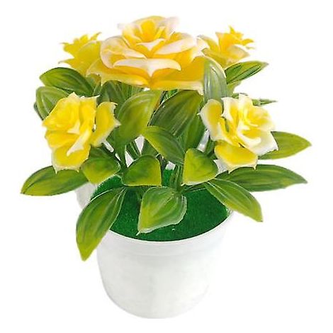 Plante en pot, fleurs artificielles réalistes en plastique, pot de fleurs pour la maisonjaune (1/4)