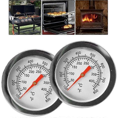 Lot de 2 thermomètres pour barbecue au charbon de bois. fumoir à bois. jauge de température. thermomètre pour barbecue. Fahrenheit / 50400 (1/4)