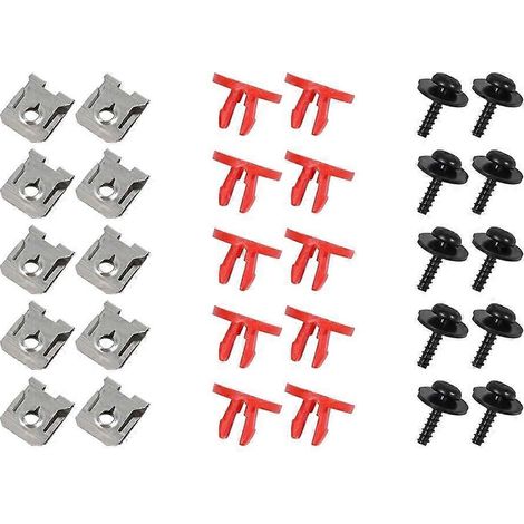 30 Motorschutzschrauben, Schraubensatz für Motorabdeckung und Spritzschutz für Autos, Set mit 30 Teilen.