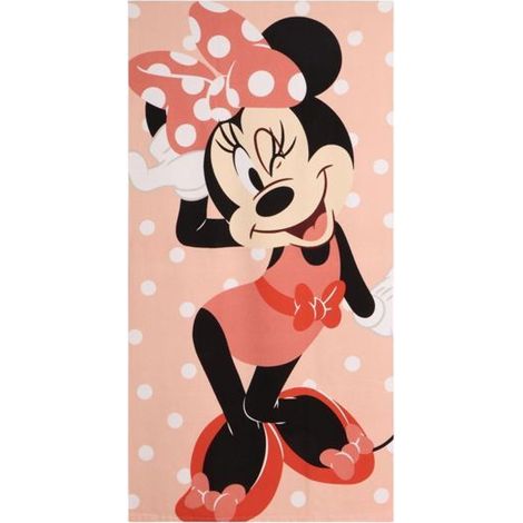 Serviette Enfant Minnie Disney en Polyester – Douce, Légère et Séchage Rapide – Rose (1/5)