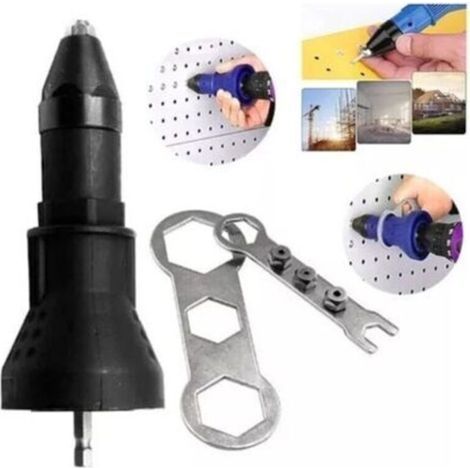 Pince à riveter électrique pour perceuse sans fil électrique riveteuse riveteuse adaptateur pistolet à riveter sans fil kit d\\'outils de rivetage adaptateur de perceuse accessoire (1/5)