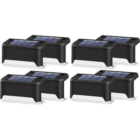 Lot de 16 lampes solaires d'extérieur pour escalier - Étanche - Éclairage LED pour escalier extérieur, marches, clôture, cour, terrasse, gouttière, chemin, décoration, blanc chaud H81 (1/4)