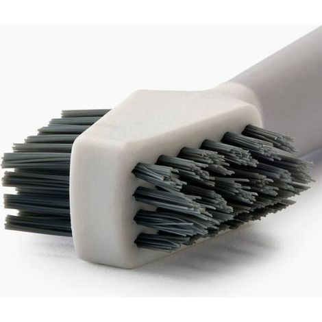 Cepillo limpieza 3 en 1 Joseph Joseph CleanTech™, limpieza detallada, para juntas y esquinas, cerdas planas y en V, raspador integrado, diseño compacto y ergonómico – piedra