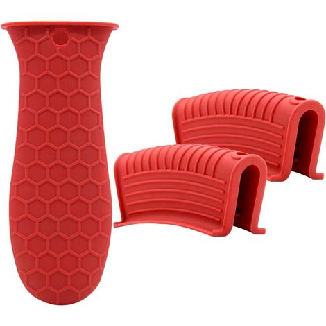 Manche Protecteur En Silicone - 475 °F - Antidérapant - Pour Poêles En Fonte Et Casseroles - Lot De 2 (1/5)