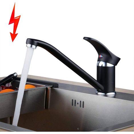 Robinet de cuisine basse pression en laiton, mitigeur monocommande - Cartouche en céramique et joints pour une longue durée de vie et protection anti-goutte - Montage (1/5)