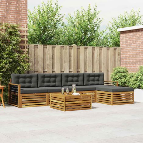 vidaXL Outdoor-Sofagarnitur mit Kissen 6 pcs Natur und Anthrazit (1/5)
