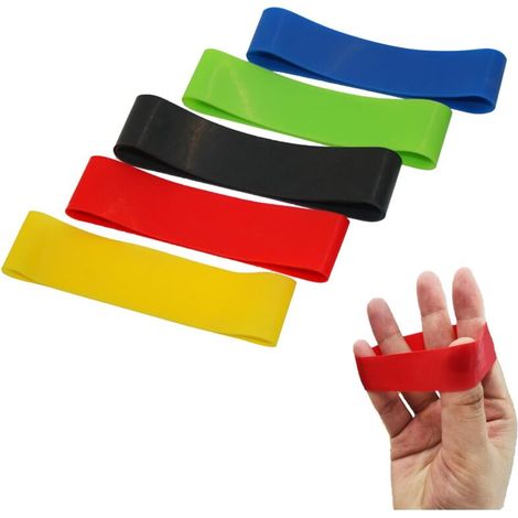 Juego de 5 bandas extensoras de silicona para dedos, fuerza de agarre, antebrazos y muñecas, ideales para fortalecimiento muscular, escalada y fitness. (1/4)