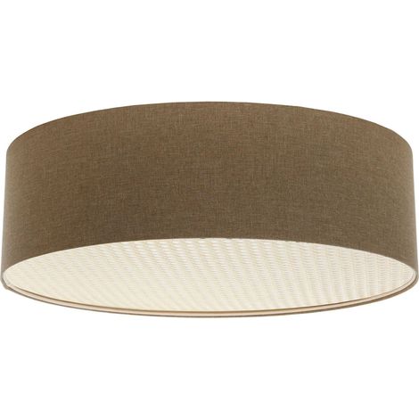 Plafonnier boho élégant tissu et rotin lumière douce ajustable - Ø 40 cm - H20 cm (1/5)