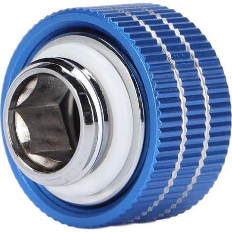 Raccords pour tubes rigides, filetage hexagonal intérieur G1/4" de 14 mm, avec joints toriques, pour système de refroidissement liquide d'ordinateur (bleu). (1/5)