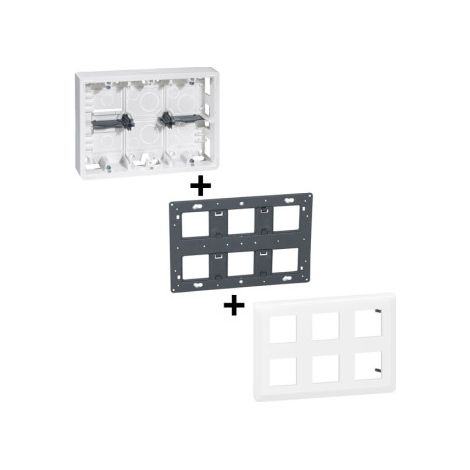 Legrand - Mosaic - Kit Cadre saillie 2x3x2 modules - Ru00e9f. : 080276+080266+078832L