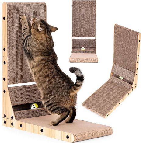 Cardboard corner cat scratcher bed with toy petsi (1/5)