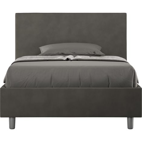 Letto una piazza e mezza senza rete imbottito 120x200 microfibra grigio Adele (1/4)
