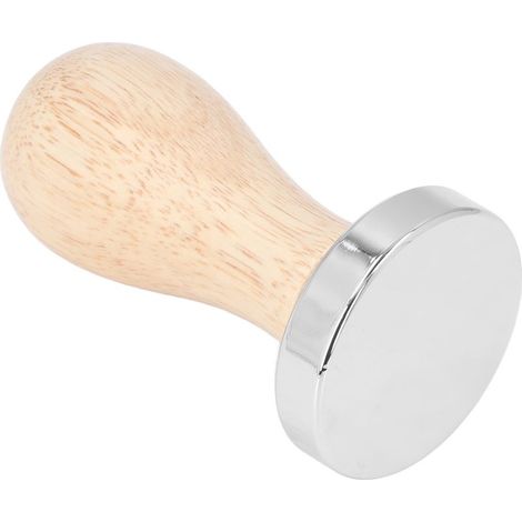 Abnehmbarer Kaffeetamper, lebensmittelechter Edelstahl, flacher Boden, Kaffeepulverpresse mit Holzgriff, 49 mm (1/5)