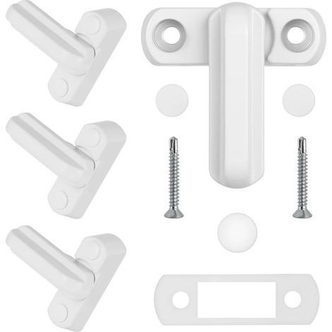 Poignée de Fenêtre, 4PCS Poignée Fenetre en Aluminium, Poignee Porte Bloque Fenetre pour Sécurité Enfant, Installation Facile pour Maison Portes Placards Fenêtres (1/5)