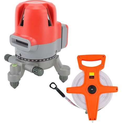 Niveau de ligne Laser 5 lignes, faisceau vert, outil de nivellement Laser de haute précision, norme américaine 110-240V et ruban à mesurer pliable de 100M (1/4)