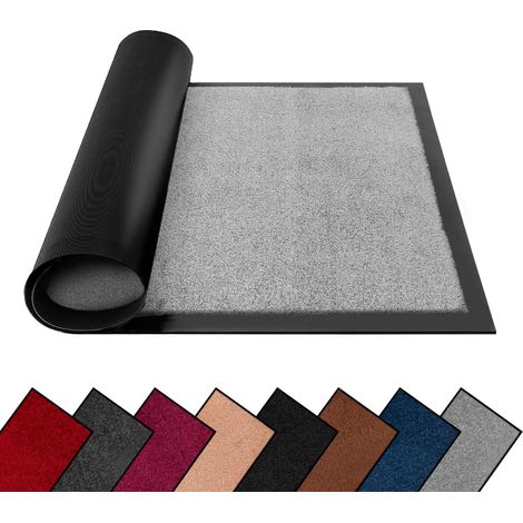1 Paillasson Caoutchouc, Antidérapant Absorbant, 40x60cm Gris Clair, Intérieur Extérieur (1/5)