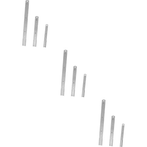 Kit de 9 règles mesure et dessin précision double face en acier (1/5)