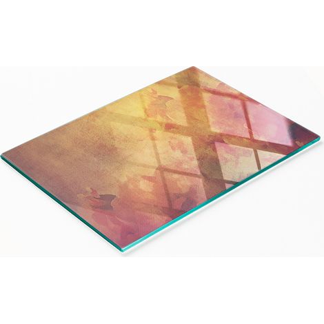 Planche décorative multifonctionnelle de cuisine en verre trempé, motif fleurs, 80 x 52 cm (1/5)