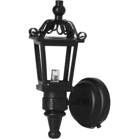Lampe murale miniature LED 1:12 pour maison de poupée, décoration métal noir DIY. (1/5)