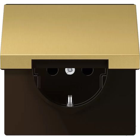 Jung SCHUKO®-Steckdose, 16 A 250 V , Klappdeckel, Serie LS, Messing classic ME 1520 KL C (1/2)