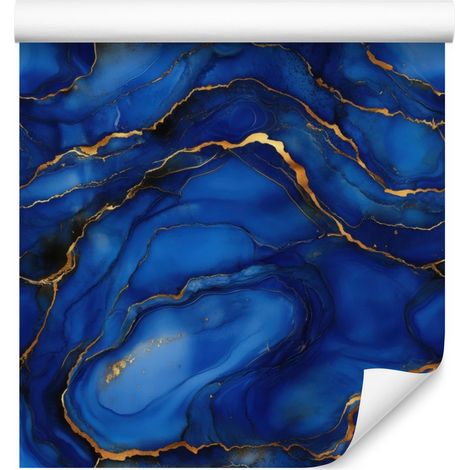 Papier peint bleu encre, bleu marine et graphite pour salon et chambre 50x1000 cm (1/5)