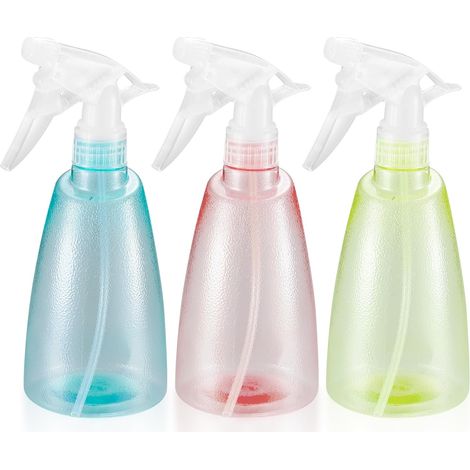 Lot de 3 flacons pulvérisateurs de 500 ml, pour plantes, en plastique, avec brumisateur, pour le nettoyage de la maison, le jardin, la coiffure, les plantes et les fleurs - rose/vert/jaune (1/5)