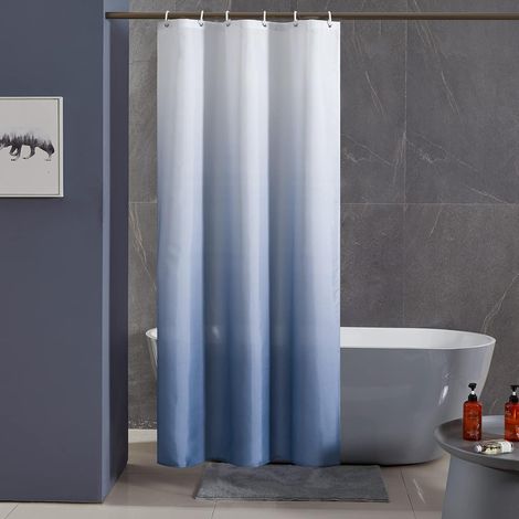 c Rideau de Douche Anti Moisissure Tissu Lavable 100x200cm Long Rideau de Bain Imperméable en Polyester avec 6 Crochets de Rideau Douche Original Bleu Marine Dégradé (1/5)