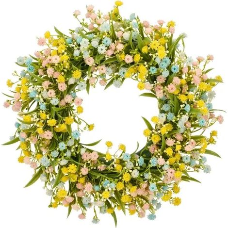 Couronne décorative en Gypsophila colorée 28x28x6 cm (1/5)