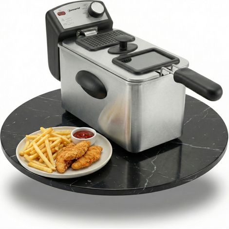 Sommertal Fritteuse 3L 2000W Edelstahl – Öl Fritteuse 130–200°C mit Sichtfenster Deep Fryer für Haushalt & Pommes EF2000